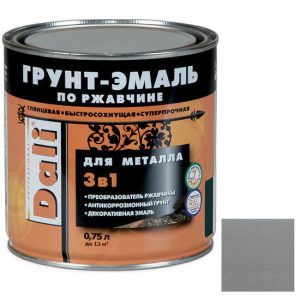 Грунт-эмаль по ржавчине Dali 3 в 1 гладкая серебристый алюминий RAL 9006 0,75 л