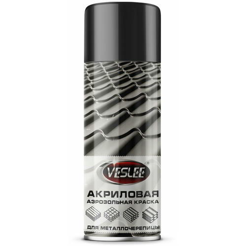 Краска аэрозольная для металлочерепицы VESLEE черный темный RAL9005 (520мл/270г)