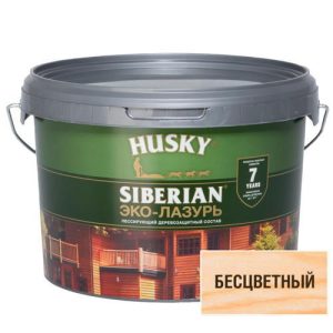 Защит. декор. покрытие HUSKY SIBERIAN ЭКО-ЛАЗУРЬ полуматовый бесцветный 2,5л
