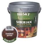 Защит. декор. покрытие HUSKY SIBERIAN ЭКО-ЛАЗУРЬ полуматовый кофейное дерево 0,9л