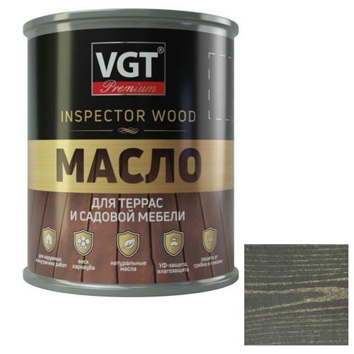 Масло для террас и садовой мебели VGT дуб темно-серый 1,8 кг