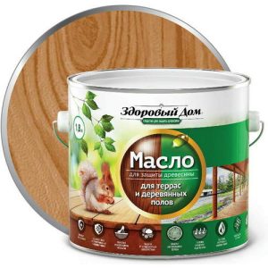 Масло деревозащитное Здоровый дом для террас и полов Орех 1,8 л