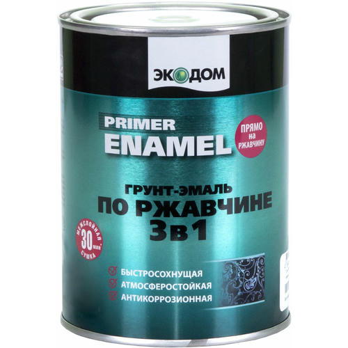 Грунт-эмаль по ржавчине 3в1 ЭКОДОМ Коричневый RAL 8017 (0,9кг)