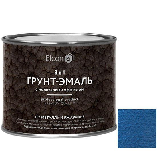 Грунт-эмаль Elcon Smith 3 в 1 с молотковым эффектом синяя 0,4 кг