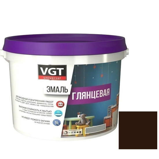 Эмаль универсальная VGT глянцевая Ral 8017 темно-коричневая 1 кг