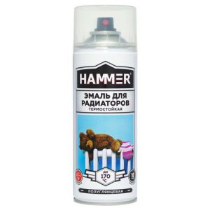 Эмаль аэрозольная HAMMER для радиаторов 520мл белая полуглянцевая