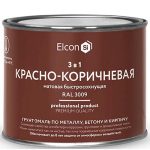 Грунт-эмаль по ржавчине Elcon 3 в 1 матовая Ral 3009 красно-коричневая 0,4 кг