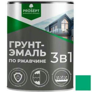 Грунт-эмаль по ржавчине 3 в 1 Prosept 099-09 зеленая 0,9 кг