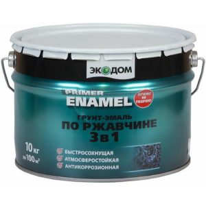 Грунт-эмаль по ржавчине 3в1 ЭКОДОМ Коричневый RAL 8017 (10кг)