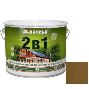 Покрытие алкидное защитно-декоративное для древесины Акватекс 2 в 1 полуматовое Дуб 9 л