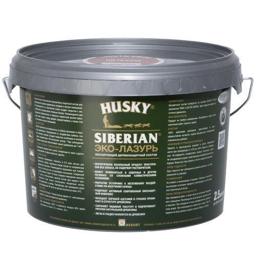 Защит. декор. покрытие HUSKY SIBERIAN ЭКО-ЛАЗУРЬ полуматовый кофейное дерево 2,5л — изображение 2