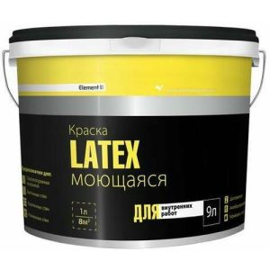 Краска моющаяся латексная Element Se Latex матовая белая (9л/14кг)