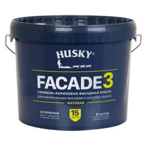 Краска в/д фасадная HUSKY FACADE 3 силикон-акриловая 9л база А