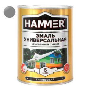 Эмаль алкидная HAMMER ускоренной сушки 0,9кг серая