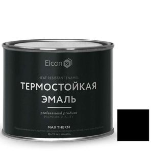Эмаль термостойкая Elcon Max Therm 1000 градусов чёрная 0,4 кг
