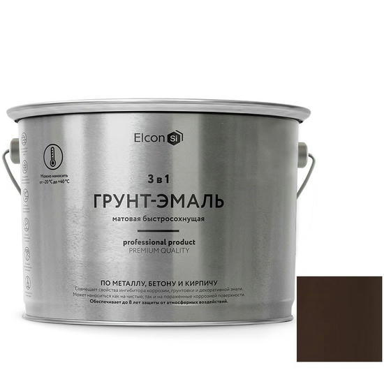 Грунт-эмаль по ржавчине Elcon 3 в 1 матовая Ral 8017 коричневая 10 кг