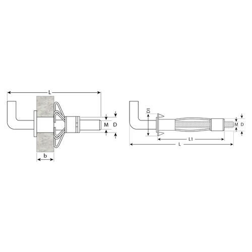 ЗУБР 100 шт., М4х32х8 мм, оцинкованный, с кольцом, анкер МОЛЛИ для пустотелых конструкций — изображение 2