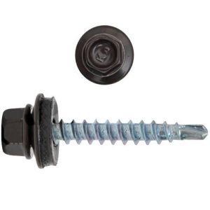 Саморез кровельный Креп-Комп ск358019кф 4,8х35 мм Ral 8019 серо-коричневый 250 штук