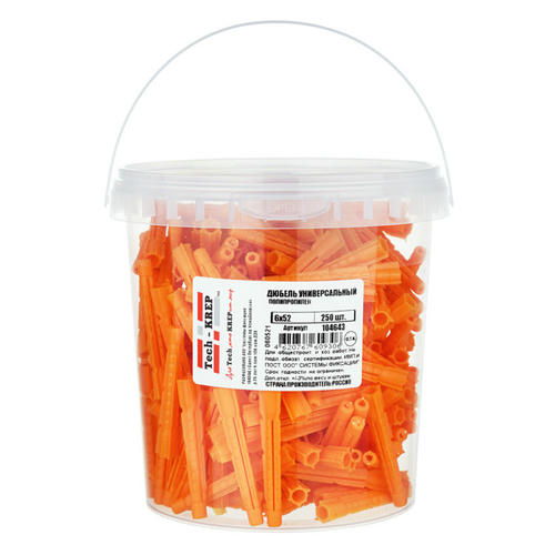 Дюбель универсальный, 6х52мм без бортика 250шт — изображение 2