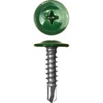 ЗУБР 25 х 4.2 мм, 400 шт., ПШМ-С саморезы с прессшайбой и сверлом для листового металла зеленый насыщенный Мастер