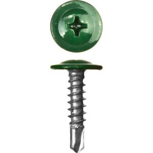 ЗУБР 25 х 4.2 мм, 400 шт., ПШМ-С саморезы с прессшайбой и сверлом для листового металла зеленый насыщенный Мастер