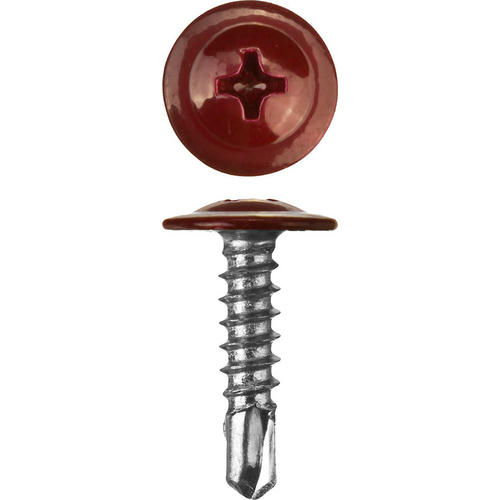 ЗУБР 25 х 4.2 мм, 400 шт., ПШМ-С саморезы с прессшайбой и сверлом для листового металла темно-красный Мастер
