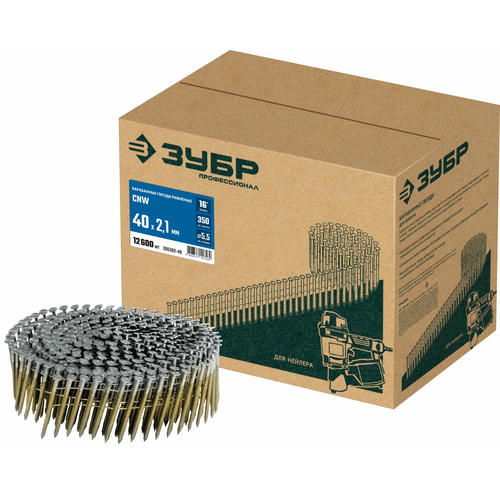 ЗУБР CNW 40 х 2.1 мм, барабанные гвозди рифленые, 12600 шт