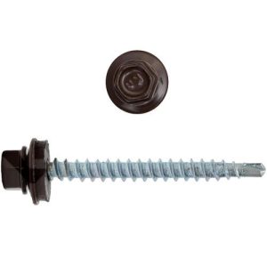 Саморез кровельный Креп-Комп ск708017кф 4,8х70 мм Ral 8017 темно-коричневый 100 штук