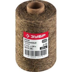 ЗУБР d 1.4 мм, 100 м, 1250 текс, 13.5 кгс, льнопеньковый шпагат