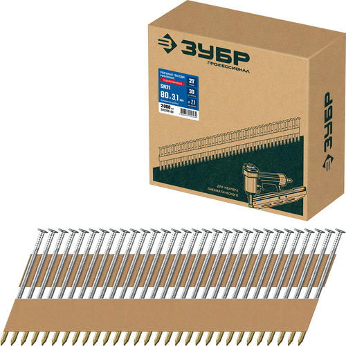 ЗУБР SN21 80 х 3.1 мм, реечные гвозди рифленые оцинкованные, 2000 шт