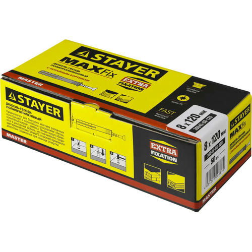 STAYER 120 x 8 мм, 50 шт., дюбель-гвоздь полипропиленовый с потайным бортиком — изображение 2