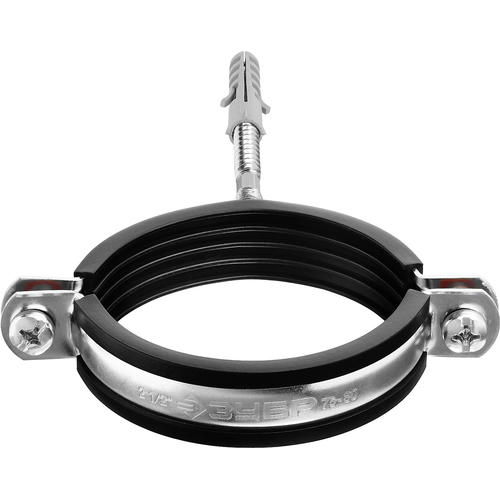 ЗУБР 1 шт., 2 1/2", оцинкованный, в комплекте с сантехнической шпилькой и дюбелем, хомут трубный с гайкой Мастер — изображение 2