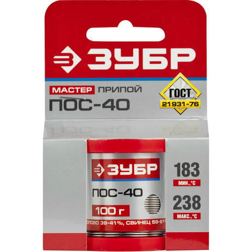 ЗУБР 100 г, ПОС 40 проволока, 1 мм, припой — изображение 2