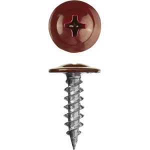 ЗУБР 25 х 4.2 мм, 400 шт., ПШМ саморезы с прессшайбой для листового металла RAL-3005 темно-красный Мастер