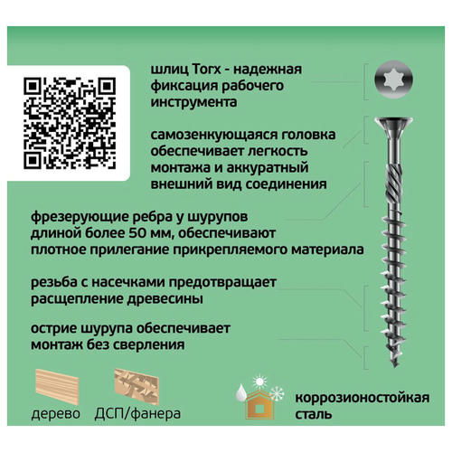 Саморез усиленный 4,0х60мм 15шт TORX 20 антикор покрытие — изображение 2
