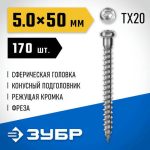 ЗУБР СПК, 50 х 5 мм, TX20, цинк, 170 шт, саморез для перфорированного крепежа, Профессионал