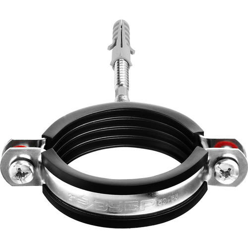 ЗУБР 1 шт., 2", оцинкованный, в комплекте с сантехнической шпилькой и дюбелем, хомут трубный с гайкой Мастер — изображение 2