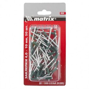 Заклепка вытяжная алюминий/сталь MATRIX 4х10мм RAL6005 темно-зеленый 50шт