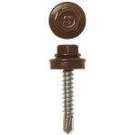 ЗУБР 29 х 4.8 мм, 400 шт., RAL 8017 шоколадно-коричневый, СКД саморезы кровельные для деревянной обрешетки Профессионал