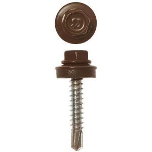 ЗУБР 29 х 4.8 мм, 400 шт., RAL 8017 шоколадно-коричневый, СКД саморезы кровельные для деревянной обрешетки Профессионал