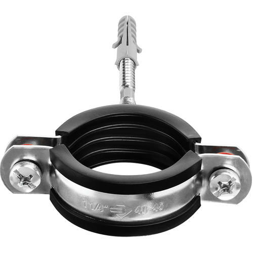 ЗУБР 1 шт., 1 1/4", оцинкованный, в комплекте с сантехнической шпилькой и дюбелем, хомут трубный с гайкой Мастер — изображение 2