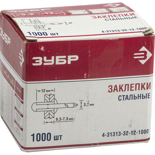 ЗУБР 3.2 x 12 мм, 1000 шт., заклепки стальные — изображение 2