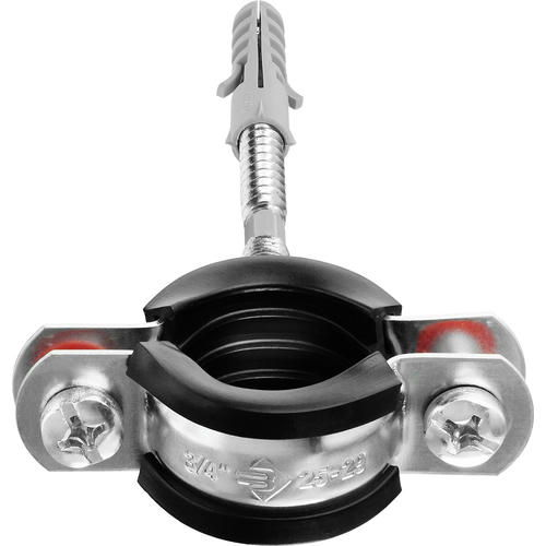 ЗУБР 1 шт., 3/4", оцинкованный, в комплекте с сантехнической шпилькой и дюбелем, хомут трубный с гайкой Мастер — изображение 2