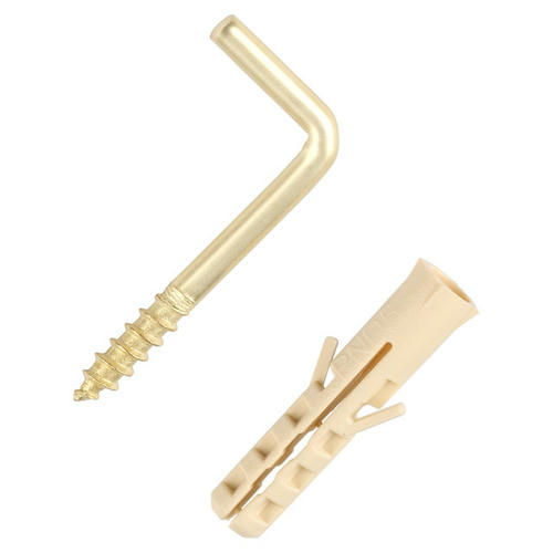 Шуруп-крюк L-образный 3,9х40мм латунир. С дюбелем 2шт