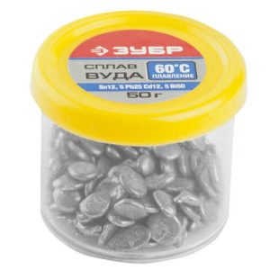ЗУБР 50 г, Sn12,5Pb25Cd12,5Bi50, сплав легкоплавкий в гранулах ВУДА