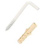 Шуруп-крюк L-образный 3,0х25мм белый с дюбелем 4шт