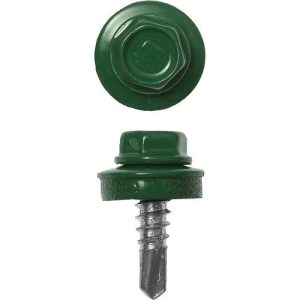 ЗУБР 25 х 5.5 мм, 420 шт., RAL 6002 зеленый лист, СКМ саморезы кровельные для металлических конструкций Профессионал