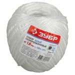 ЗУБР 130 м, 1.6 мм, 22 кгс, 1.0 ктекс, белый, шпагат полипропиленовый