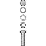 ЗУБР M8 x 20 мм, 6 шт., болт с шестигранной головкой в комплекте с гайкой, шайбой, шайбой пружинной