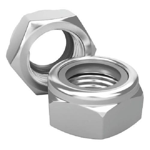 Гайка шестигранная Госкреп со стопорным нейлоновым кольцом, оцинкованная, DIN 985 М6 (16 шт)